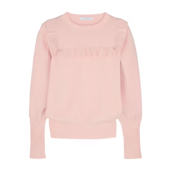 J.W. Anderson Ruffle-Yoke Crewneck Sweater Blush Pink Light Pink‎ Pastel Size L